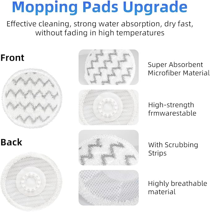 VIEWALL Steam Mop Pads Replacement for Shark S8000 S8001 S8002 S8200 S820 | S8201 S7001 S7201 S7000 S7005 S7020 S7001 S7020 7001 S7201 7003 Steam Scrub, Dirt Grip Soft Washable Scrub Pads 8 Pack