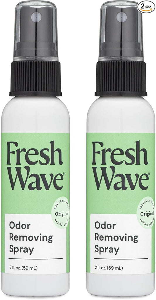 Fresh Wave Odor Eliminator Room Spray, 2 oz Travel Size, 2-Pack, Original | Plant oil formula with lime, pine needle, and cedarwood, Neutralizes air and fabric odors, Non-hazardous, Pet-safe