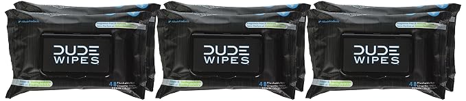 DUDE Wipes, 48 Count, 2 Pack | Flushable | Unscented | Extra-Large | Vitamin-E & Aloe