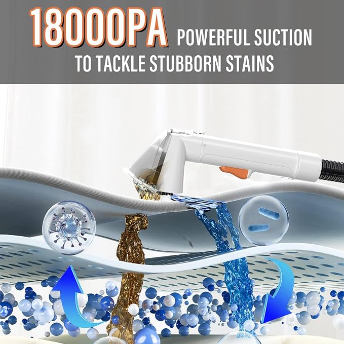 Starrybot Upholstery Cleaner Machine, 18Kpa Pet Stain Extractor | Portable spot cleaner for carpets, sofas, car interiors, and pet stains with strong 18Kpa suction power.