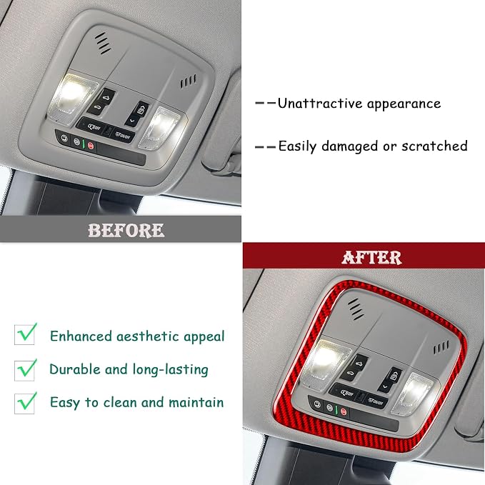 Real Carbon Fiber Trim for Chevy Malibu 9th Gen Accessories | for 2016-2024 Roof Reading Light Panel Frame Sticker Interior Thick Overlay Decal