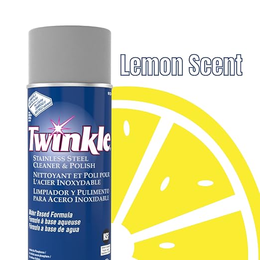 Diversey 991224 Twinkle Stainless Steel Cleaner & Polish, Removes Tarnish from Brass, Aluminum & Chrome, Lemon Scent, Aerosol Spray, 17-Ounce (Pack of 12)