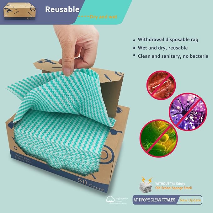 Heavy Duty Wipes Dish Cloths 50Pieces Reusable Wipes Multi-use Cleaning Cloths Towels | Multi-use Cleaning Cloths Towels
