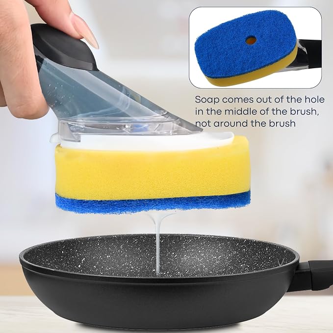 Sponge Brush Refills for OXO Soap Dispensing Dish Brush 4 Pack Refill Heads | Scrub Replacement Head for Scrubber Non-Scratch Sponge Replacement Head Fits Soap Dispensing Handle for Pots Pans Sink
