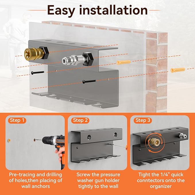 Foam Cannon Wall Mount and Pressure Washer Gun Holder Organizer