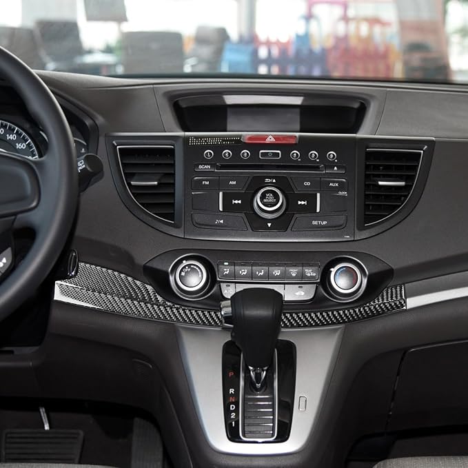 Real Carbon Fiber Trim for Honda CRV Accessories | for CR-V 2012 2013 2014 2015 2016 Center Control Panel Decorative Sticker Interior Thick Overlay Decal - A