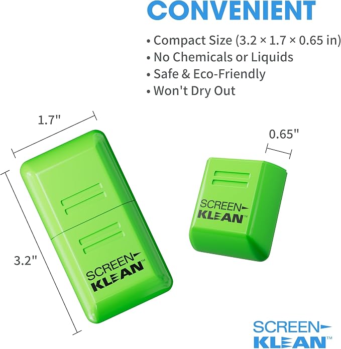 CarbonKlean ScreenKlean Tablet Screen Cleaner - Compatible with iPad, Android & Amazon - with Carbon Microfiber Tech-Injected Green-1 Count (Pack of 1)