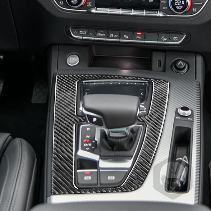 Real Carbon Fiber Trim for Audi 80A Q5 Accessories | for SQ5 2018-2025 Dash Center Console Gear Shift Panel Frame Cover Sticker Interior Thick Overlay Decal - A