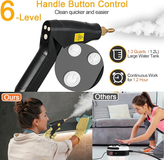 Foandbevi Handheld Steam Cleaner, 2500W High Pressure Multi-Surface Steam Cleaner for Home Use, Car Steamer For Cleaning Auto Detailing Kitchen Floors Tools