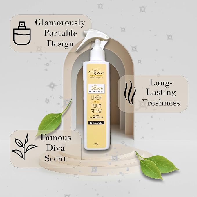 Tyler Glam on Demand - Regal Scent Linen and Room Spray 2 Pack - Air Freshener and Odor Eliminator Bundle with Stain Remover Pen - Laundry Bundle