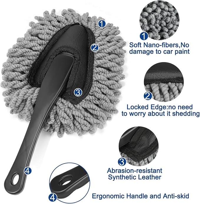 Fitosy Car Interior Duster Detail Brush Cleaning Gel Kit, Dust Remover | Slime Putty Cleaner Soft Detailing Brushes Car Accessories Essentials Supplies Tools for Men Women, Auto Truck SUV RV