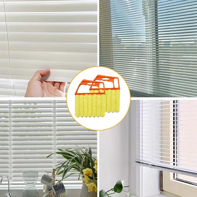 2 Pcs Blinds Cleaner Duster Tool 7 Finger Microfiber Washable Mini Window Dusters for Cleaning Dust Remova for Window Air Conditioner Vent Fans Venetian Shades Wood Blinds Dust Dirt