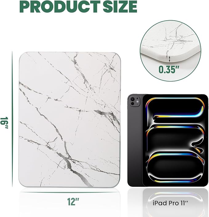 WALL 2 Pack Quick Dry Stone Drying Mat for Kitchen Counter, Water-Absorbent Diatomaceous Dish Drying Mats, Multi-Purpose Stone Drying Tray for Cups Dishes Bottles, Pearl White-Marble