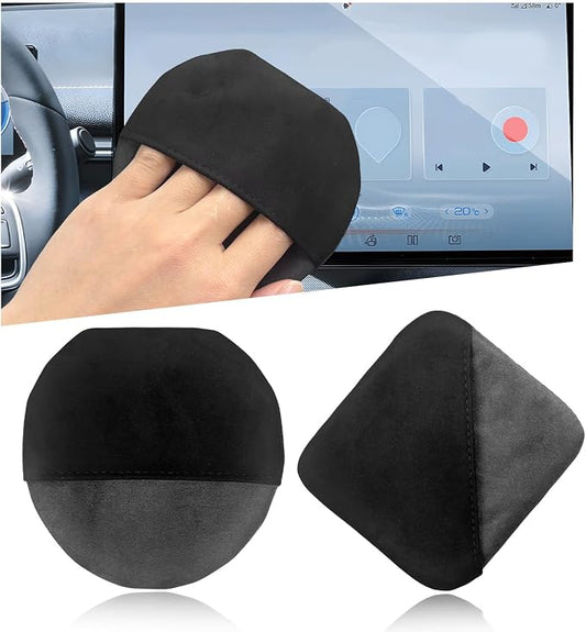 Ohleats Car Screen Cleaner, Microfiber Auto Screen Cleaning Pad, Foldable Touch Screen Cleaner Cloth for Vehicle Dashboard LCD Display, Interior Car Accessories (Square+Round)