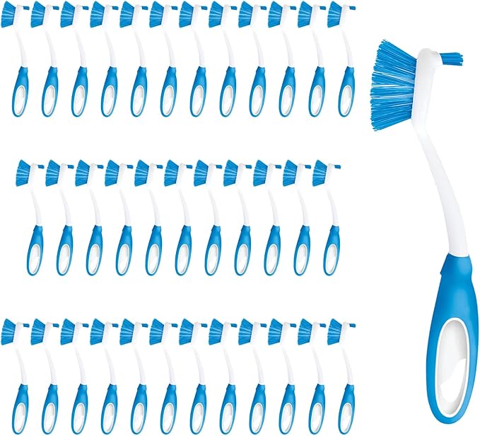 Dish Brush Scrubber for Kitchen, 36 Pack, by LOLA, Stiff Bristles & Food Scraper, Comfort No-Slip Grip Handle, Safe for Non-Stick & Coated Cookware