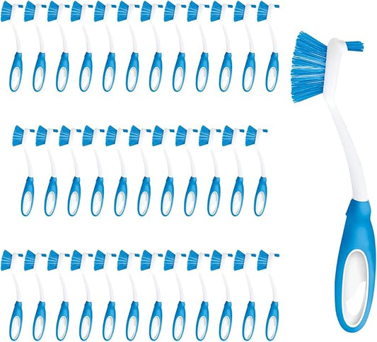Dish Brush Scrubber for Kitchen, 36 Pack, by LOLA, Stiff Bristles & Food Scraper, Comfort No-Slip Grip Handle, Safe for Non-Stick & Coated Cookware