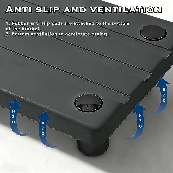 2PCS Instant Dry Sink Caddy for Bathroom Counter, Durable Kitchen Sink Organizer, Diatomite Stone Drying Tray, Upgrade Water Absorbing Stone Tray for Sink, Anti-Slip Stone Soap Tray -Dark Gray