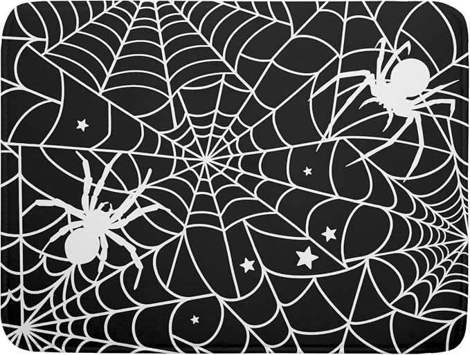Halloween Dish Drying Mat for Kitchen Counter Spooky Spiders Festival Microfiber Absorbent Dish Draining Reusable Washable Foldable Extra Large 18"x24"