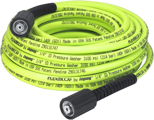 Flexzilla Pressure Washer Replacement Hose, 1/4 in. x 50 ft., 3100 PSI, M22 Fittings, No-Kink, Lightweight, ZillaGreen