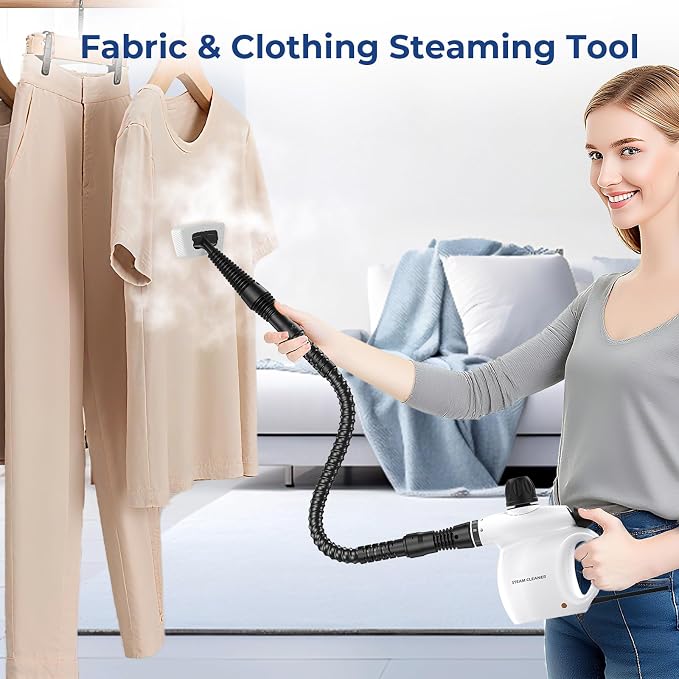 13Pcs Pressurized Handheld Steam Cleaner, Portable Deep Cleaning Steamer | Natural Deep Cleaning, Multi-Purpose for Home, Grout, Kitchen, Car, Window, Upholstery, Bathroom and Clothes