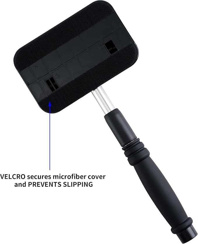 POLYTE Pivoting Windshield Glass Cleaning Tool Extendable Aluminum Handle | 3-Lint Free Microfiber Covers, Spray Bottle, Mesh Bag
