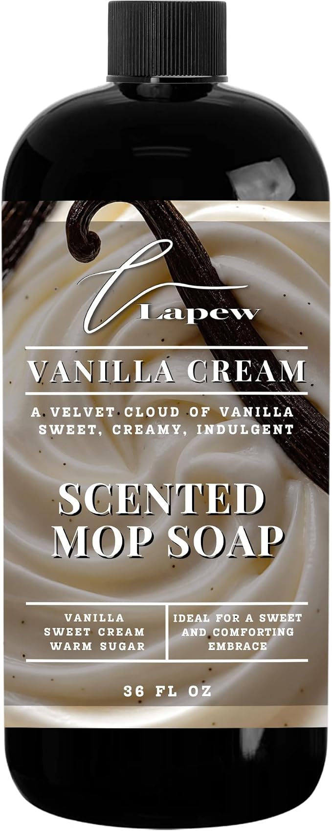 Lapew Vanilla Cream Scented Mop Soap - Luxury Floor Cleaner Concentrate for Mopping Tile, Laminate, Vinyl & Hardwood | Streak-Free, Low-Foam | 36 oz