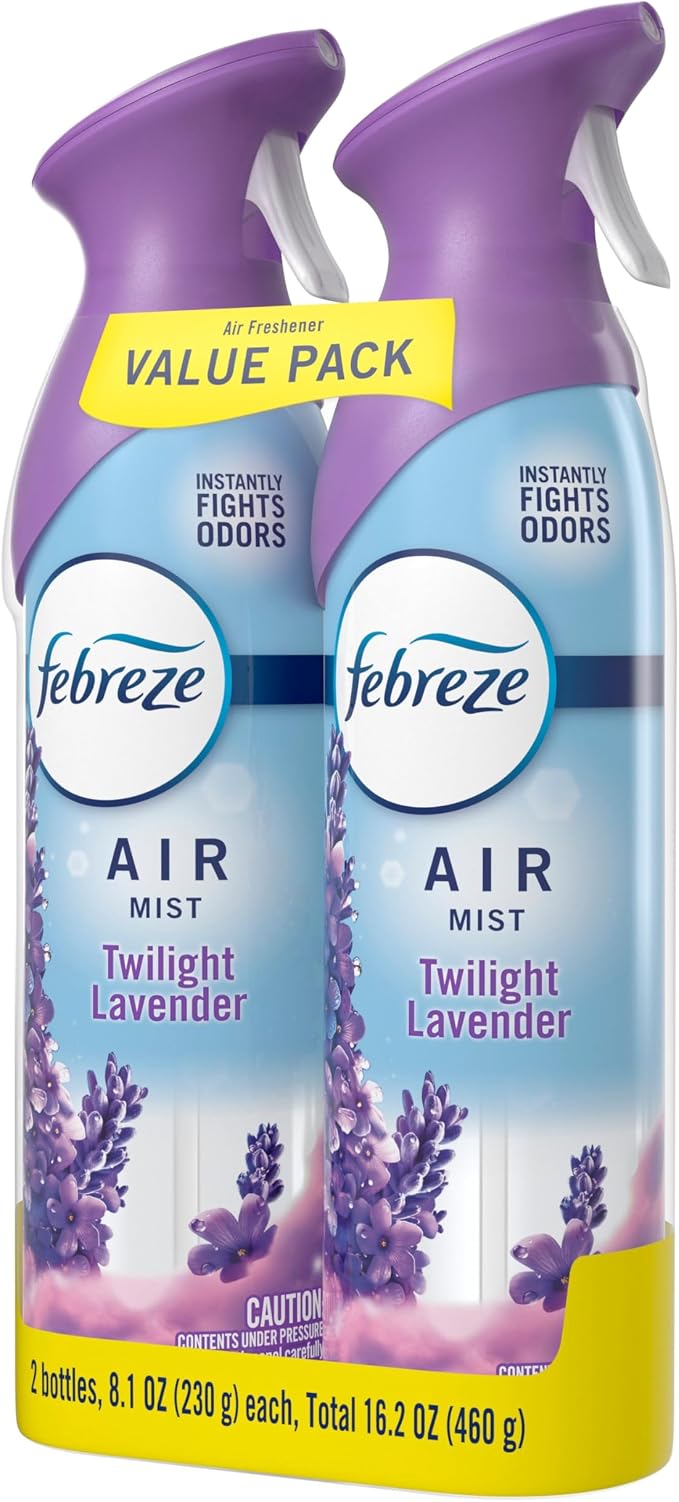 Febreze Air Mist, Air Freshener Spray, Odor Fighting Room Spray, Deodorizer for Home Bathroom Kitchen Office Apartment Dorm Room Classroom, Twilight Lavender Scent, 8.1oz (Pack of 2)
