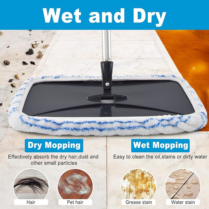 8 Pack Mop Heads Replacements for OCedar Hardwood Floor 'N More Microfiber Mops,Terry Cloth Mops Refills 15 x 8 Flat Dust Mop Pads for O Cedar mop, Washable Mopping Pads(Mop Handle Not Included)