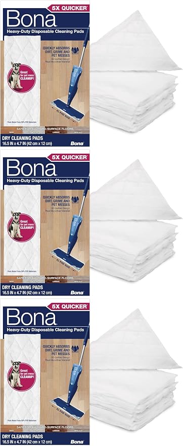 Bona Multi-Surface Floor Cleaning Pads - Refills - Heavy-Duty,Disposable,Microfiber Pads for Easy Floor Cleaning,(Pack of 54)