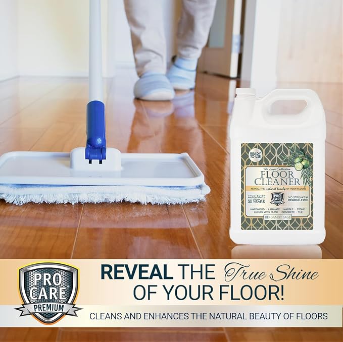 ProCare Bergamot Sage Floor Cleaner (Made in USA) | Vinyl, Wood, Tile, Stone & Laminate Floor Cleaner For Mopping, Household Supplies, Cleaning Solution For Kitchen & Bathroom - 1 Gal (128 Fl Oz)