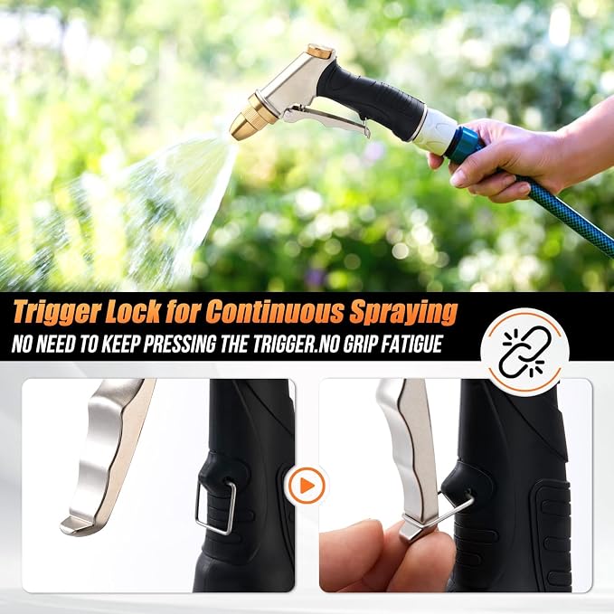 Graden Hose Nozzles,Heavy Duty Metal Water Hose Sprayer Nozzle,100% Brass | Nozzle High Pressure Water Hose Nozzles with Adjustable Spray Patterns for Watering Plants, Car Washing, and Pet Showering
