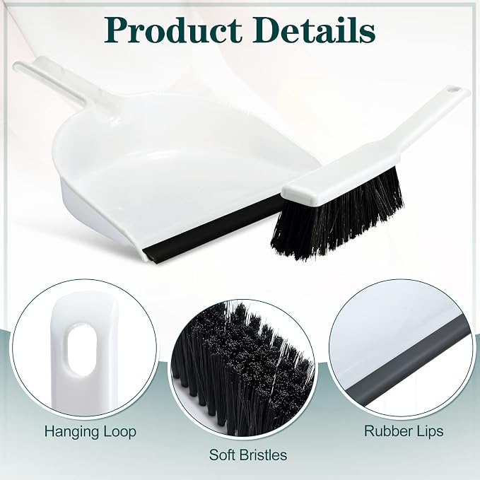 Zubebe 12 Pcs Mini Dustpan and Brush Set, Small Broom and Dustpan Set Small Cleaning Brush Portable Hand Broom Set for Home Office Kitchen Table Desktop Floor Cleaning Supplies