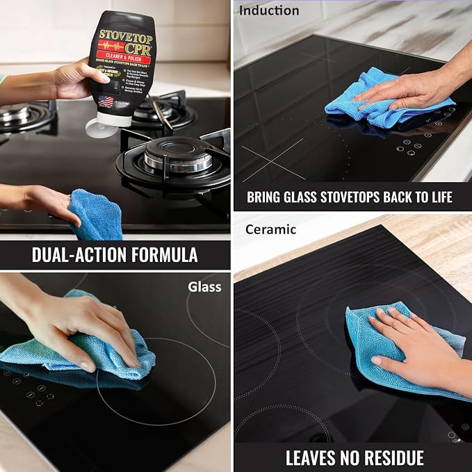 Stovetop CPR 2-in-1 Glass Stovetop Cleaner and Glass Polish (18oz) - Ceramic Top Stove Cleaner, Oven Top, Cooktop, Electric Stove Ceramic