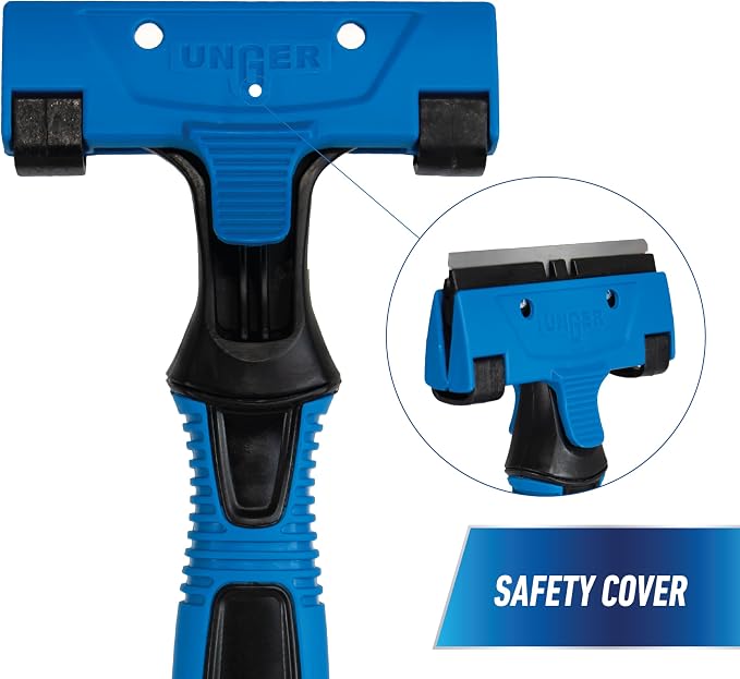 Unger Professional Connect and Clean 4" All-Purpose Scraper, Window, Glass, and Floor Scraping Tool Supplies, Adhesive Removal, Gum, Stickers, Paint Removal, Dual-Sided Blade
