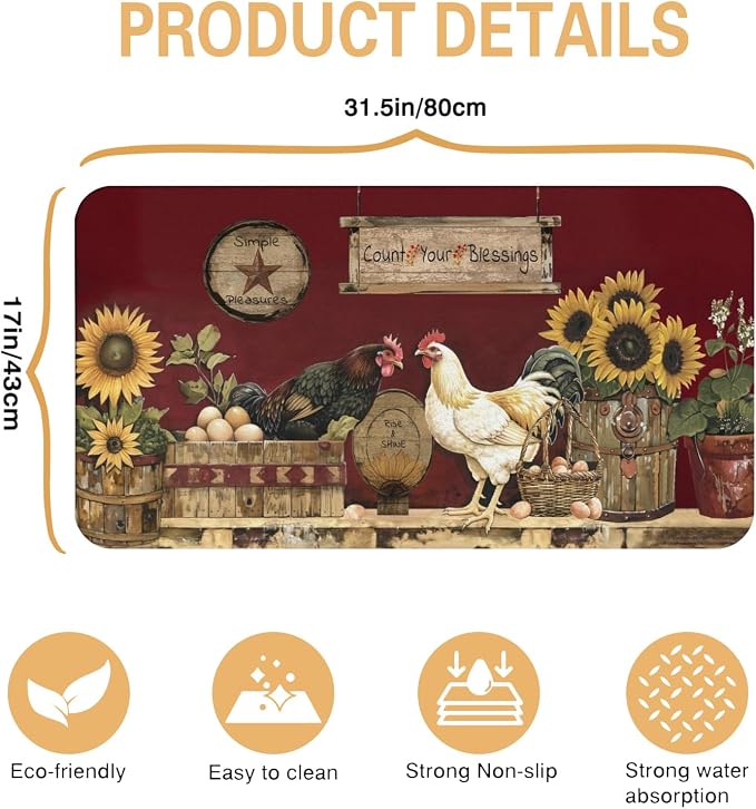 Kitchen Countertop Dish Drying Mat,Super Absorbent Coffee Bar Mat for Maker Espresso Machine, Anti-Slip Accessories for Kitchen Countertops 17x31 Inch
