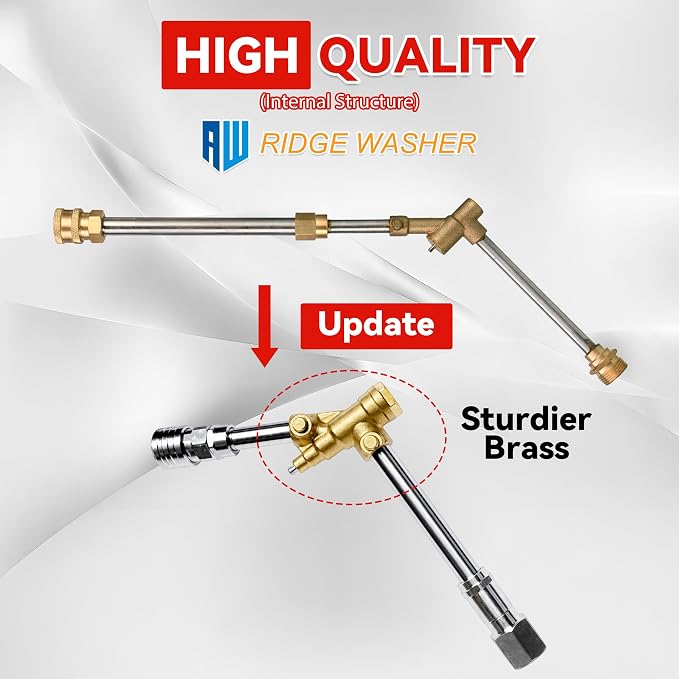 RIDGE WASHER Pressure Washer Gun 5000 PSI, 1/4'' Quick Connector | Power Washer Short Gun with 3/8" Quick Connect, 12 GPM, M22 Fitting