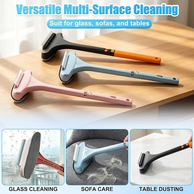 Window Screen Cleaning Brush,2-in-1 Multi-Purpose Cleaning Brush Efficient Cleaning,Window Screen Cleaner Tool with Squeegee,Mesh Cleaner Brush for Patio,Door,Porch Screens(Yellow Green)