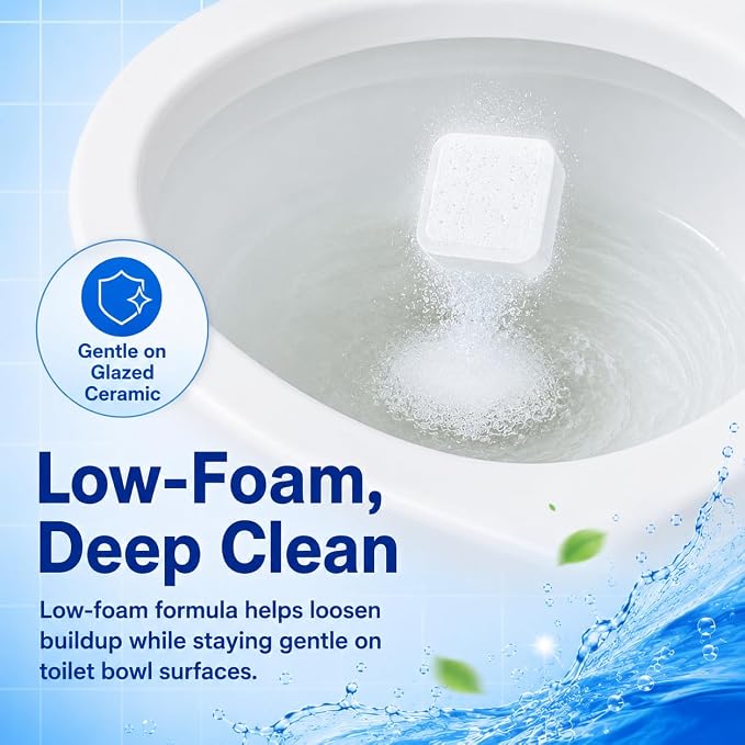 Toilet Bowl Cleaner Tablets with Bleach, 24 Pcs | Toilet Bowl Cleaner Tablets with Bleach, Helps Remove Stains & Odors, Bathroom Cleaning Supplies