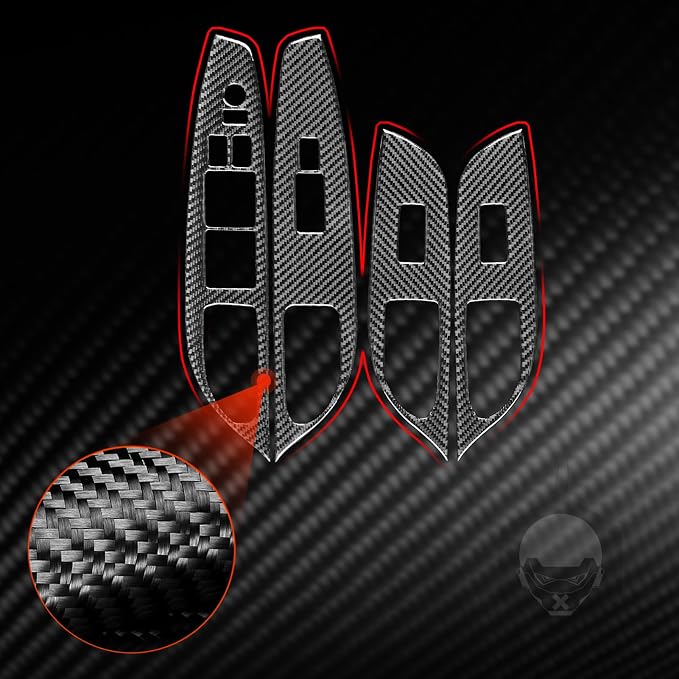 Real Carbon Fiber Trim for Infiniti Accessories | for G37 G25 Q60 Q40 X S Sedan 2008-2015 Window Lift Switch Panel Cover Interior Thick Overlay Decal - A