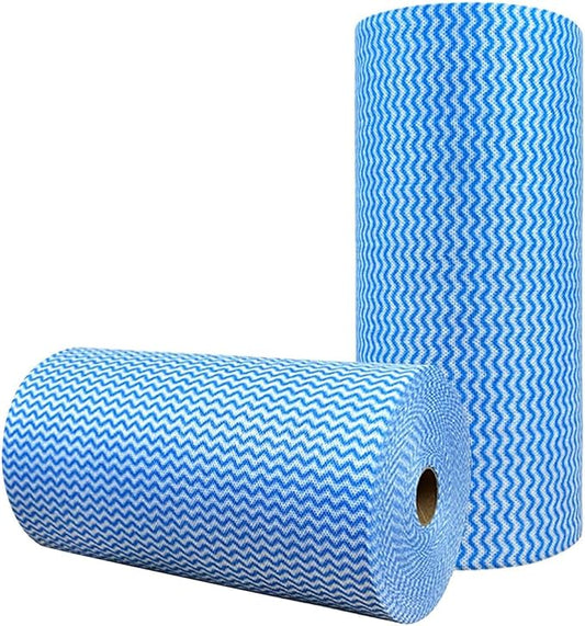 Disposable Cleaning Cloths Reusable Dish Cloths Dish Towels Blue Kitchen Towels Handy Wipes On Rolls Total 2 Roll 100 Pcs