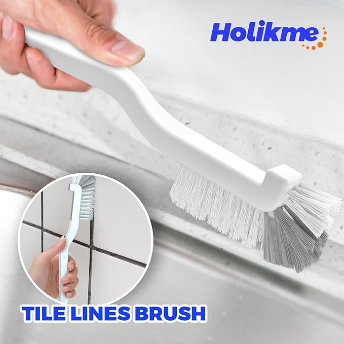 Holikme Cleaning Brush Set, Scouring Pad for Cleaning, Groove Gap Brushes for Pot, Pan, Kitchen Sink, Wire Brushes (Brown)