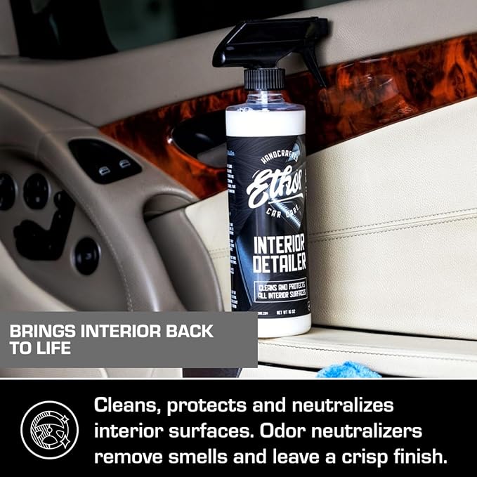 Ethos Interior Detailer Spray - Interior Car Cleaner Easily Cleans & Protects All Interior Surfaces | Non Greasy Satin Finish with UV Protection & Odor Neutralizing Agents
