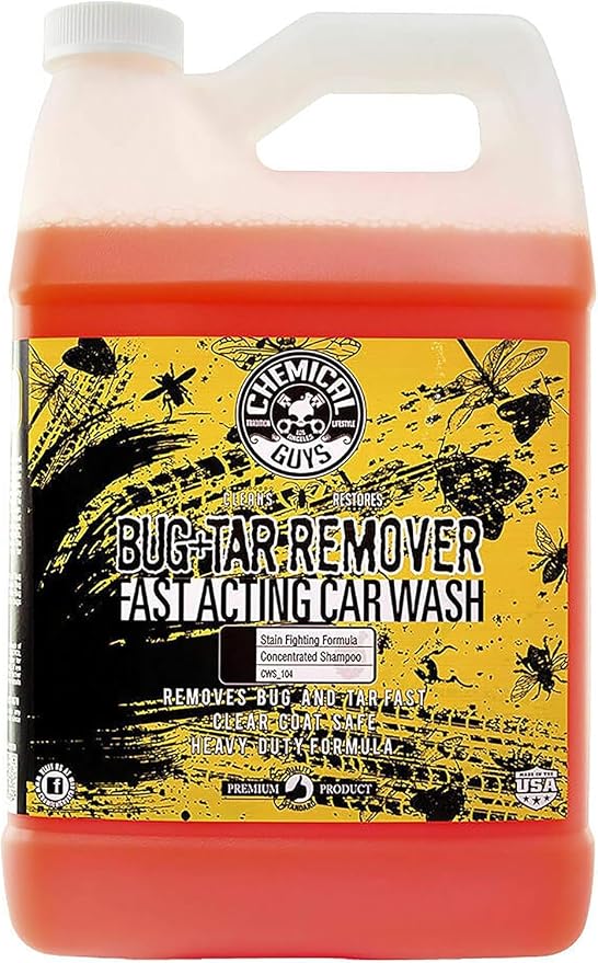 Chemical Guys, Bug & Tar Heavy Duty Wash Soap, Exterior Pre-Wash, 1 Gallon | Heavy-duty wash loosens bugs, tar, sap, grime and bird droppings, safe on paint, glass and chrome, fresh citrus scent