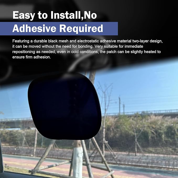 2 PCS Static Cling Car Window Shades, Mini Nylon Mesh Static Windshield Sun Shade, 9.25 x 6.7In Reusable Side Window Shield, Universal Sun Glare Protection Accessories (Black)