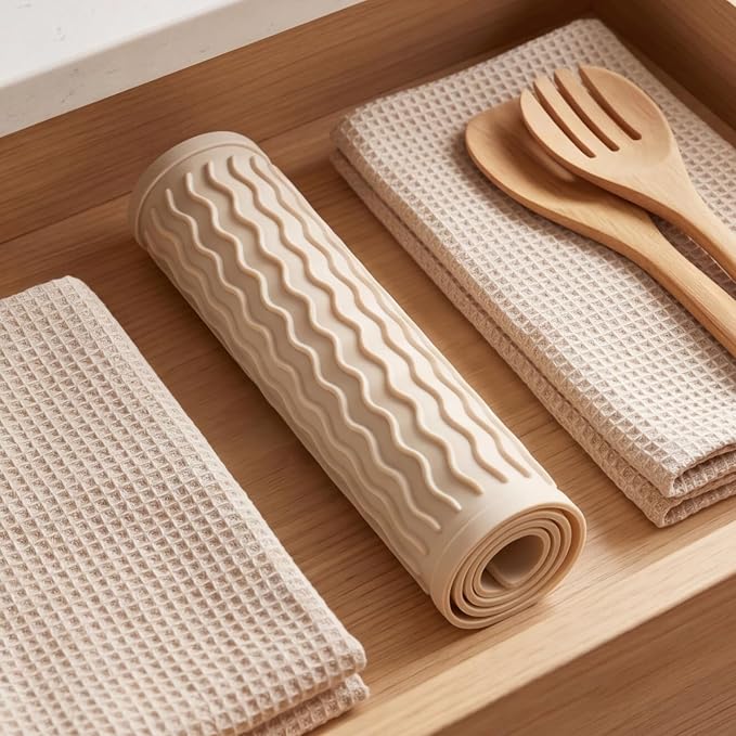 MicoYang Silicone Dish Drying Mat for Multiple Usage,Easy clean,Eco-friendly,Heat-resistant Silicone Mat for Kitchen Counter or Sink,Refrigerator or Drawer liner Tapioca M 12 inches x 12 inches