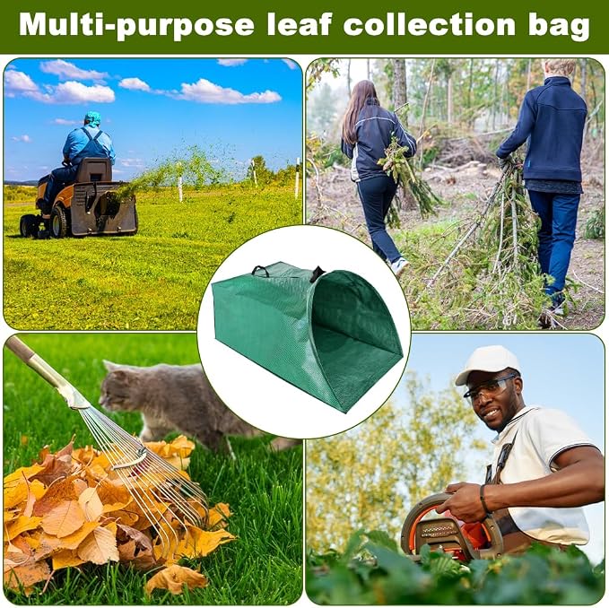 53 Gallon Leaf Collector, Large Yard Dustpan & Reusable Leaf Bag, Foldable Leaves Pick Up Tools Lea-f Loader, Heavy-Duty Lawn Sweeper for Leaves, Trash & Yard Waste(COLOR:Green)