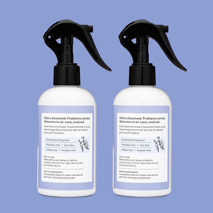 Fresh Wave Lavender Room and Fabric Air Freshener Spray, 2-Pk, 8 oz | Plant-based formula, Pet-safe and people-safe, Fabric and room deodorizer , For upholstery, carpets, shoes, and pet bedding