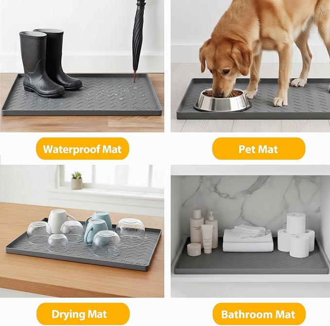 TigeJoy 19" x 19" Under Sink Mats for Kitchen Waterproof, Leak-Proof Silicone Mat Sink Protector and Cabinet Liner, Kitchen Essentials Organizer and Storage, Boot or Shoe Tray, Pet Feeding Mat