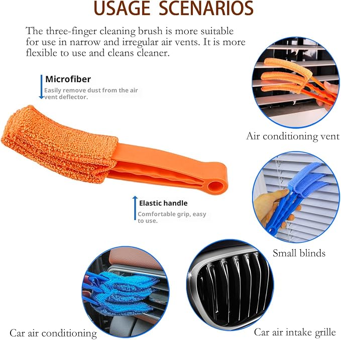 Washable Blind Cleaner Tool, Blind Duster, Microfiber Dusting Brush for Venetian Blinds, Window Shutters, Air Conditioner Vents（3-Pack）