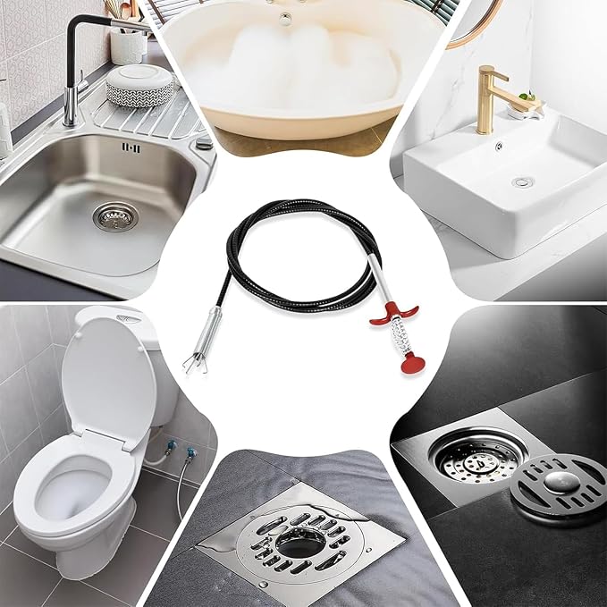 Drain Snake,33 inch Flexible Claw Grabber Tool,Drain Clog Remover - Snake Drain Hair Removal Tool for Home Sink, Bathroom Tub,Drain, Toilet, Tight Spaces